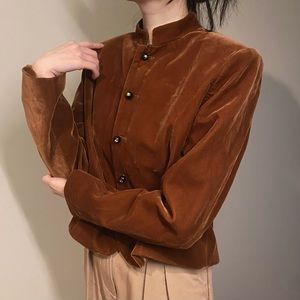 Celine Style Brown Velvet Jacket Vintage Style